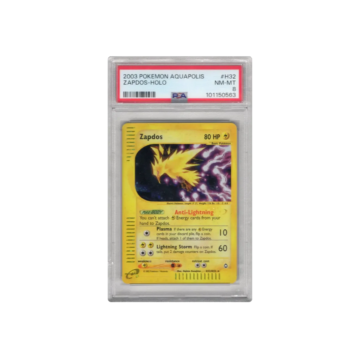 2003 Aquapolis Zapdos Holo PSA 8