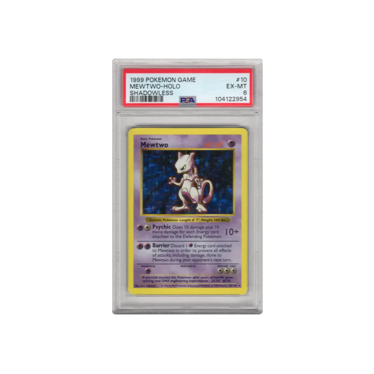 1999 Mewtwo Holo Shadowless PSA 6